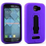 Wholesale Alcatel One Touch Fierce 2 7040 Armor Hybrid Kickstand Case (Purple)